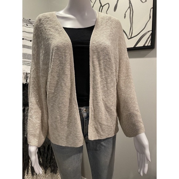 Soho NEW YORK & COMPANY Women Beige Cardigan M Bell Sleeve BOHO - Picture 1 of 6